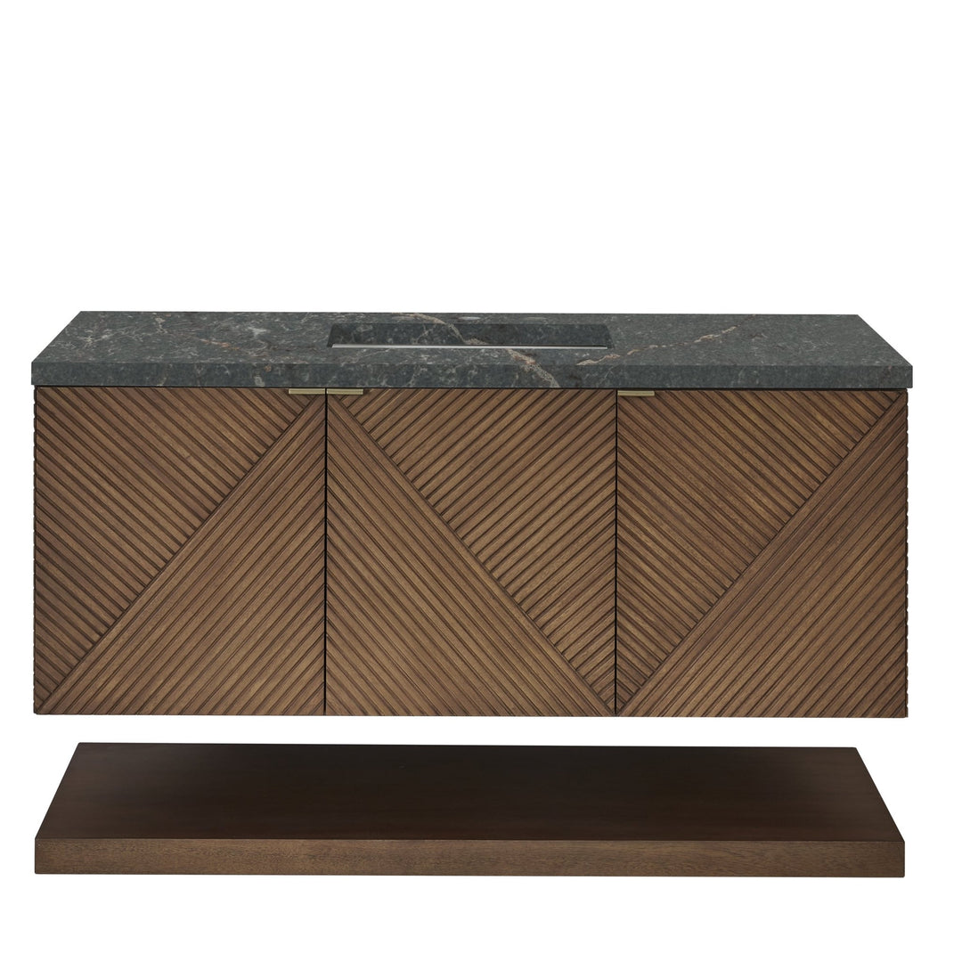 Marcello 48" Single Vanity, Chestnut w/ 3 CM Parisien Bleu Silestone Top