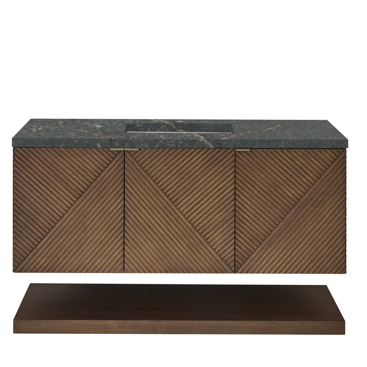 Marcello 48" Single Vanity, Chestnut w/ 3 CM Parisien Bleu Silestone Top