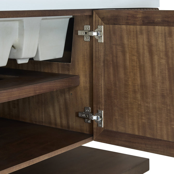 Marcello 48" Single Vanity, Chestnut w/ 3 CM Parisien Bleu Silestone Top w/ FreePower Wireless Charger