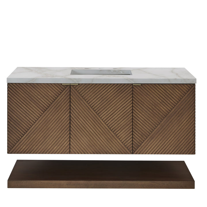 Marcello 48" Single Vanity, Chestnut w/ 3 CM Victorian Silver Silestone Top