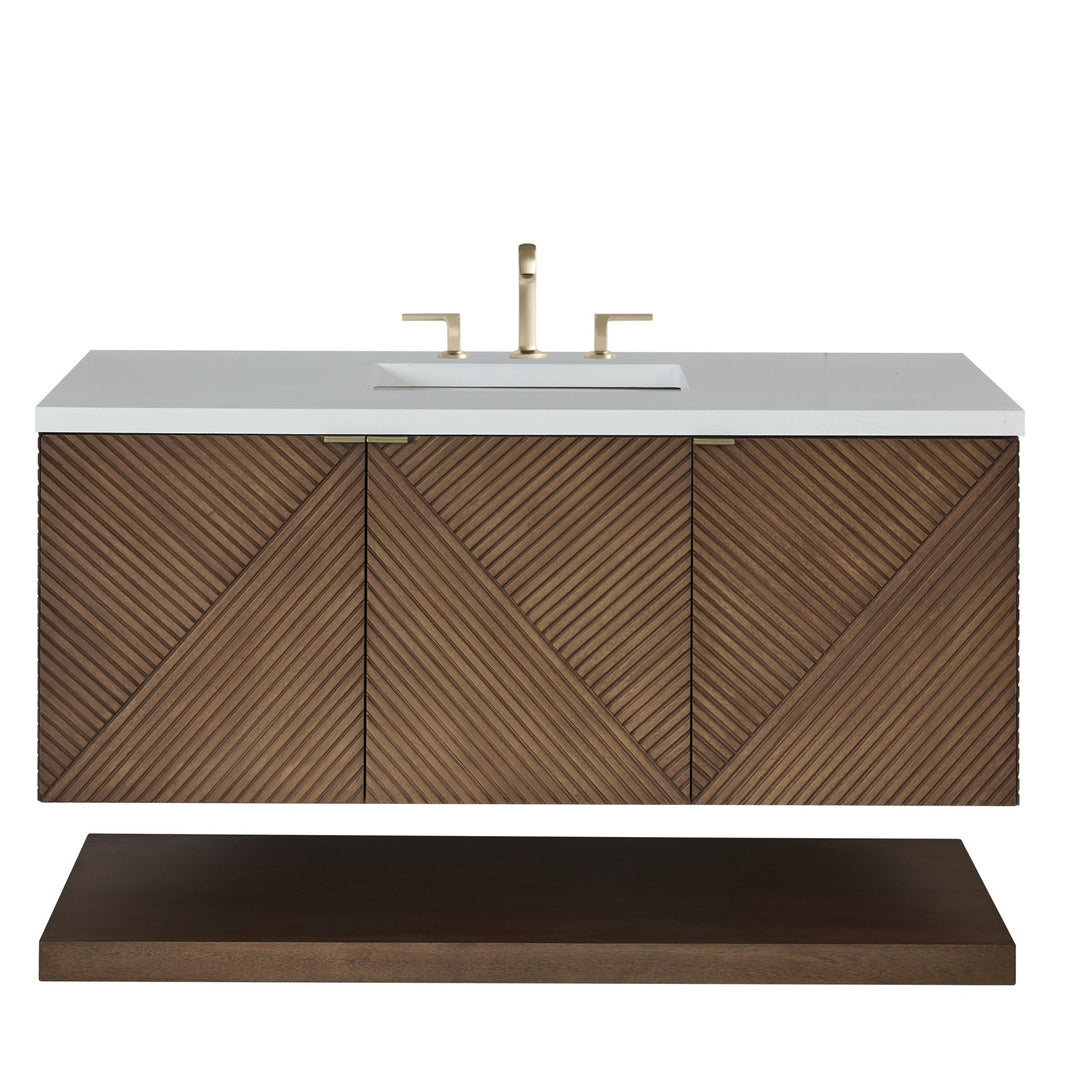 Marcello 48" Single Vanity, Chestnut w/ 3 CM White Zeus Silestone Top