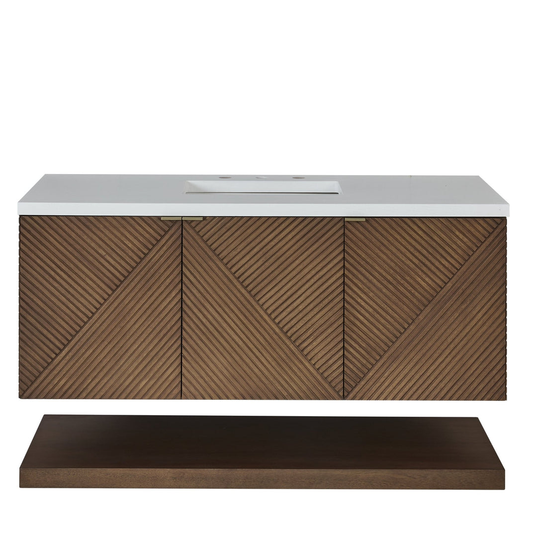 Marcello 48" Single Vanity, Chestnut w/ 3 CM White Zeus Silestone Top