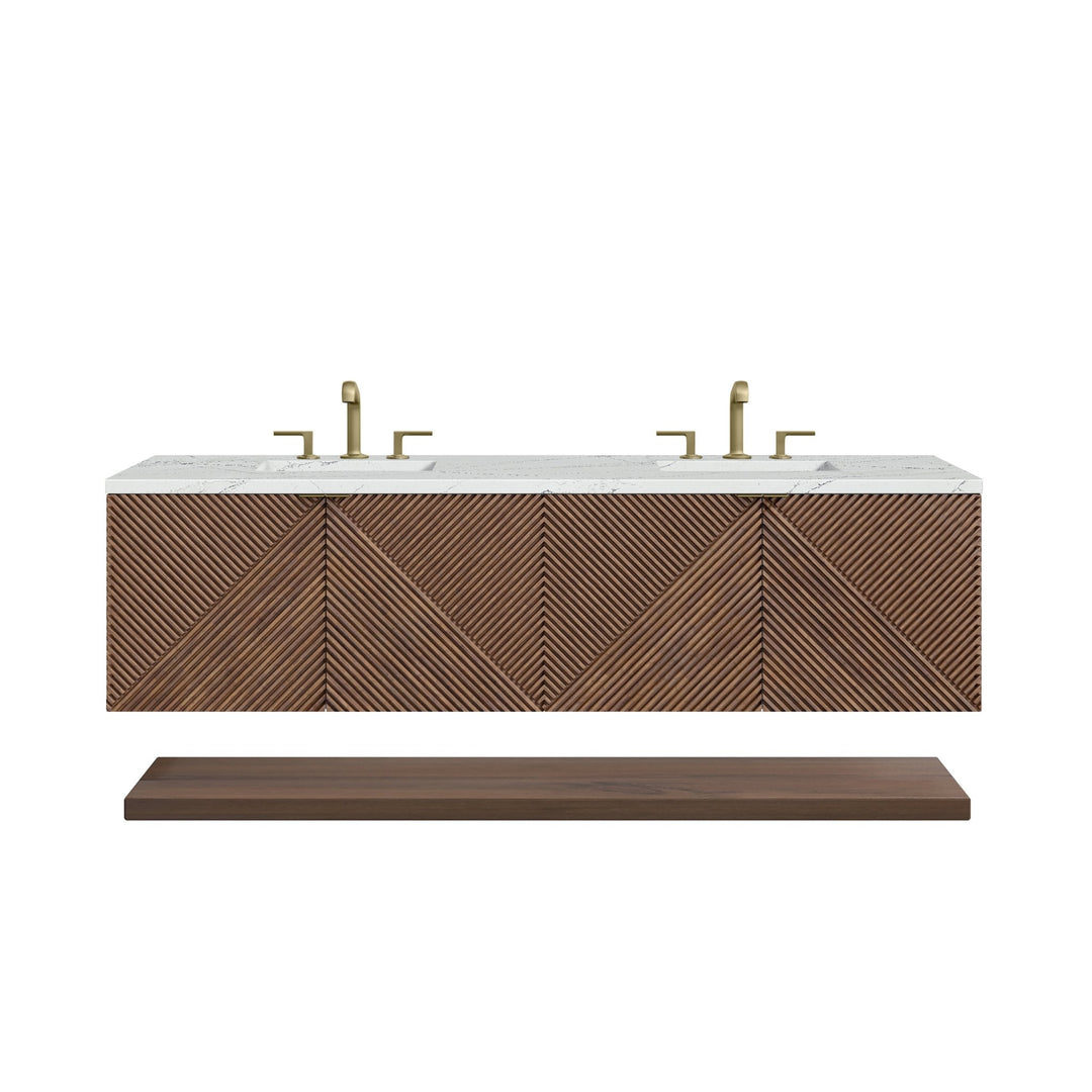 Marcello 72" Double Vanity, Chestnut w/ 3 CM Ethereal Noctis Top