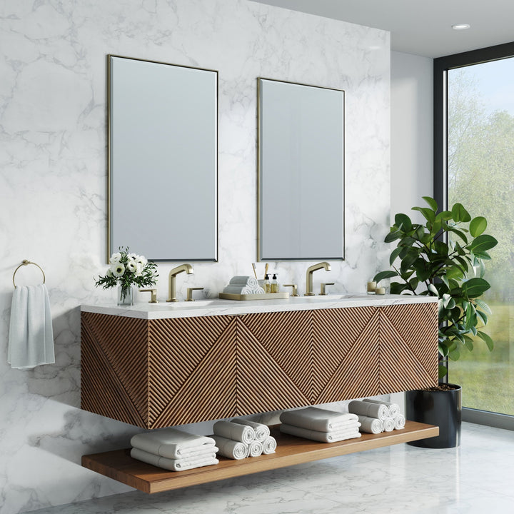 Marcello 72" Double Vanity, Chestnut w/ 3 CM Ethereal Noctis Top w/FreePower Wireless Charger