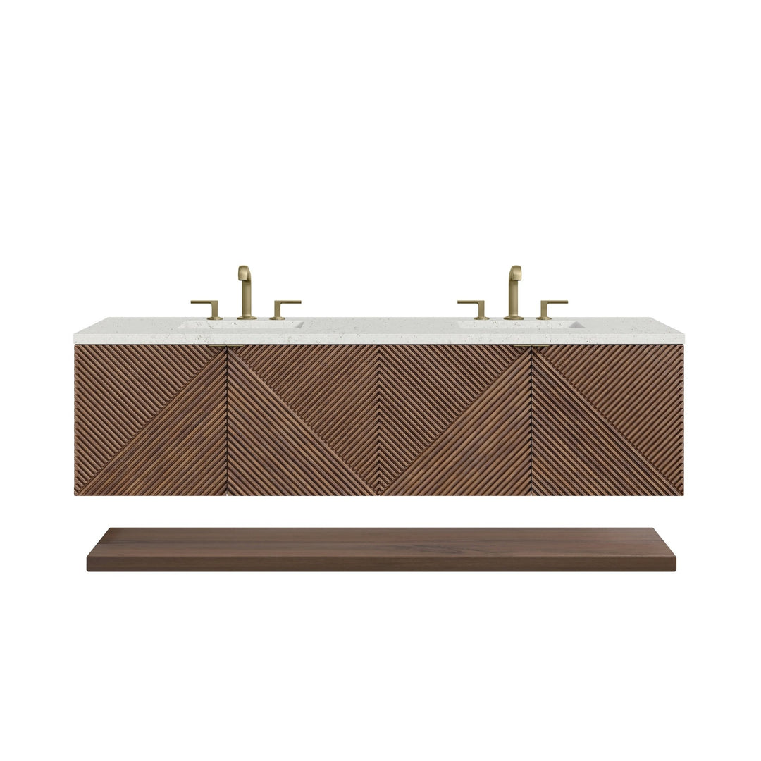 Marcello 72" Double Vanity, Chestnut w/ 3 CM Lime Delight Top