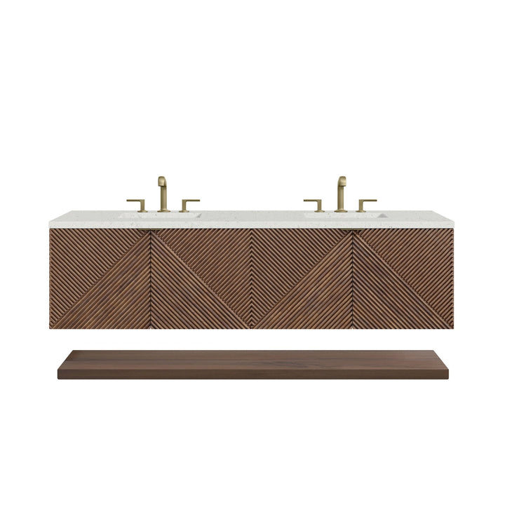 Marcello 72" Double Vanity, Chestnut w/ 3 CM Lime Delight Top