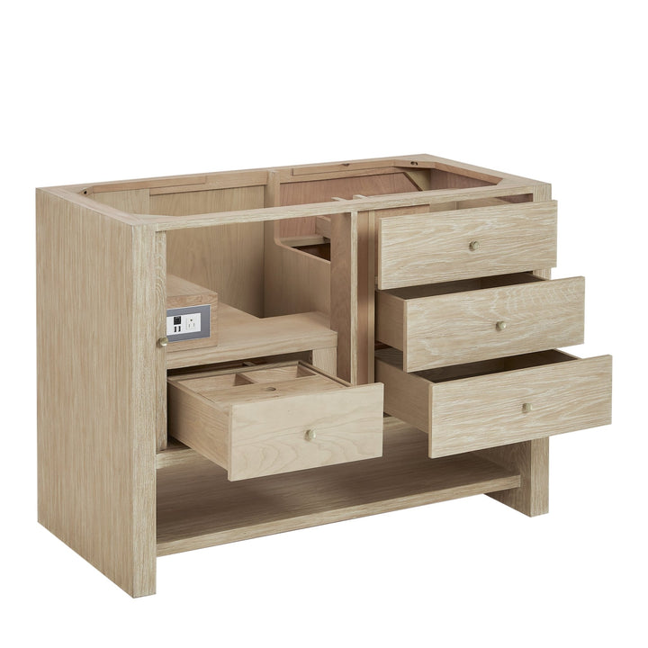 Marigot 48" Single Vanity, Sunwashed Oak w/ 3 CM Carrara White Marble Top