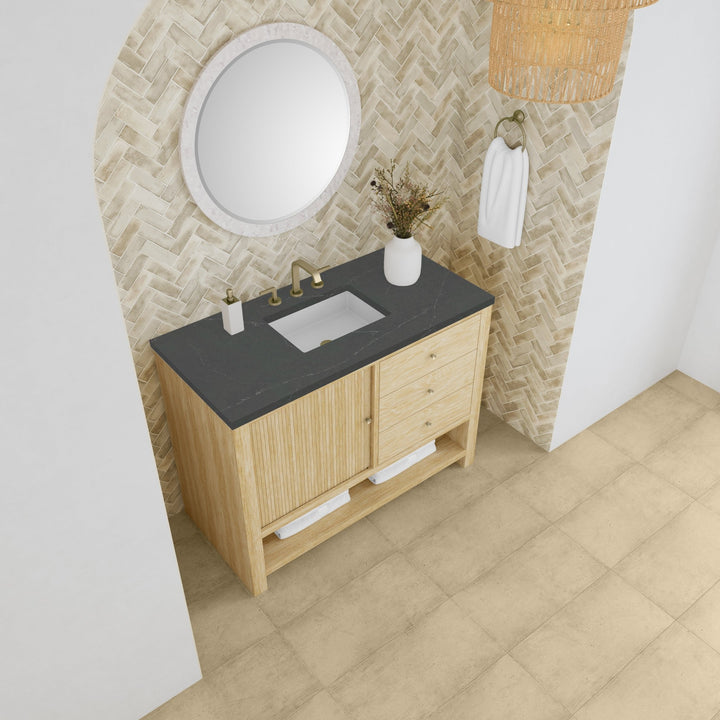 Marigot 48" Single Vanity, Sunwashed Oak w/ 3 CM Charcoal Soapstone Silestone Top