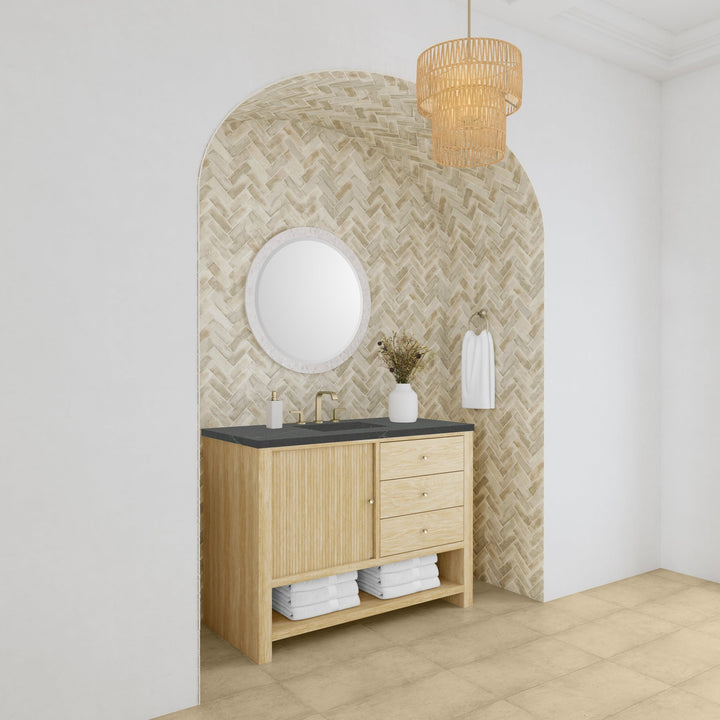Marigot 48" Single Vanity, Sunwashed Oak w/ 3 CM Charcoal Soapstone Silestone Top