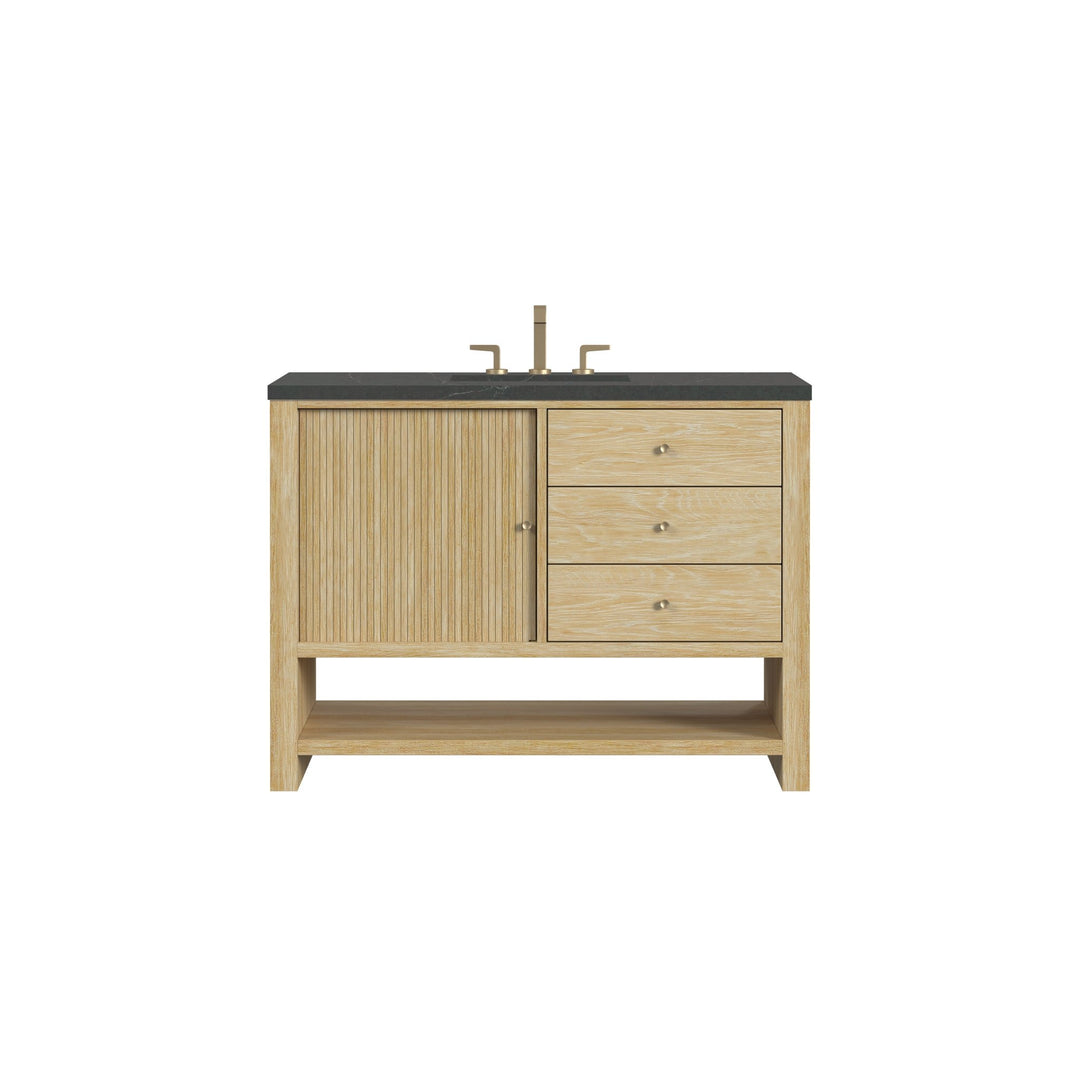 Marigot 48" Single Vanity, Sunwashed Oak w/ 3 CM Charcoal Soapstone Silestone Top
