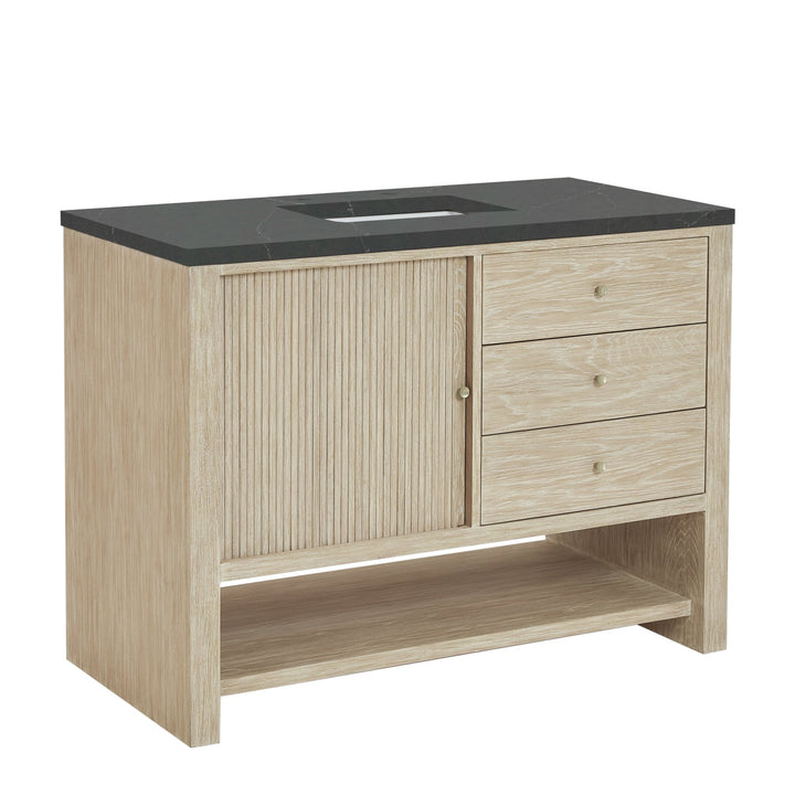Marigot 48" Single Vanity, Sunwashed Oak w/ 3 CM Charcoal Soapstone Silestone Top