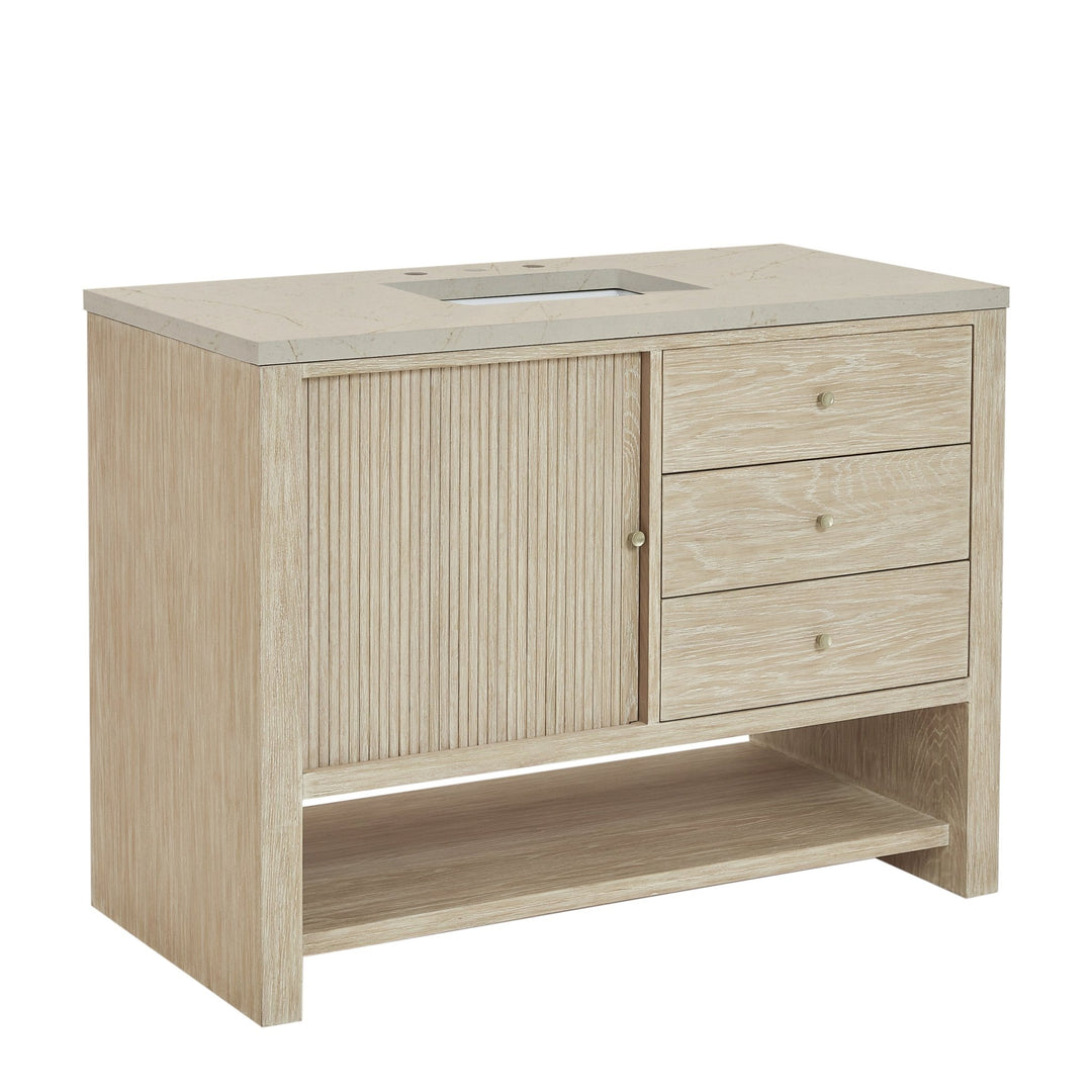 Marigot 48" Single Vanity, Sunwashed Oak w/ 3 CM Eternal Marfil Silestone Top