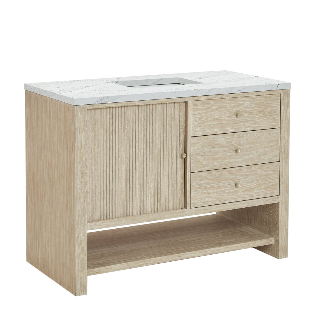 Marigot 48" Single Vanity, Sunwashed Oak w/ 3 CM Ethereal Noctis Silestone Top