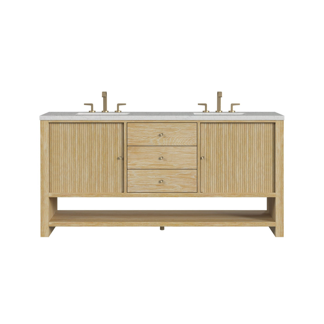 Marigot 72" Double Vanity, Sunwashed Oak w/ 3 CM Eternal Jasmine Pearl Silestone Top