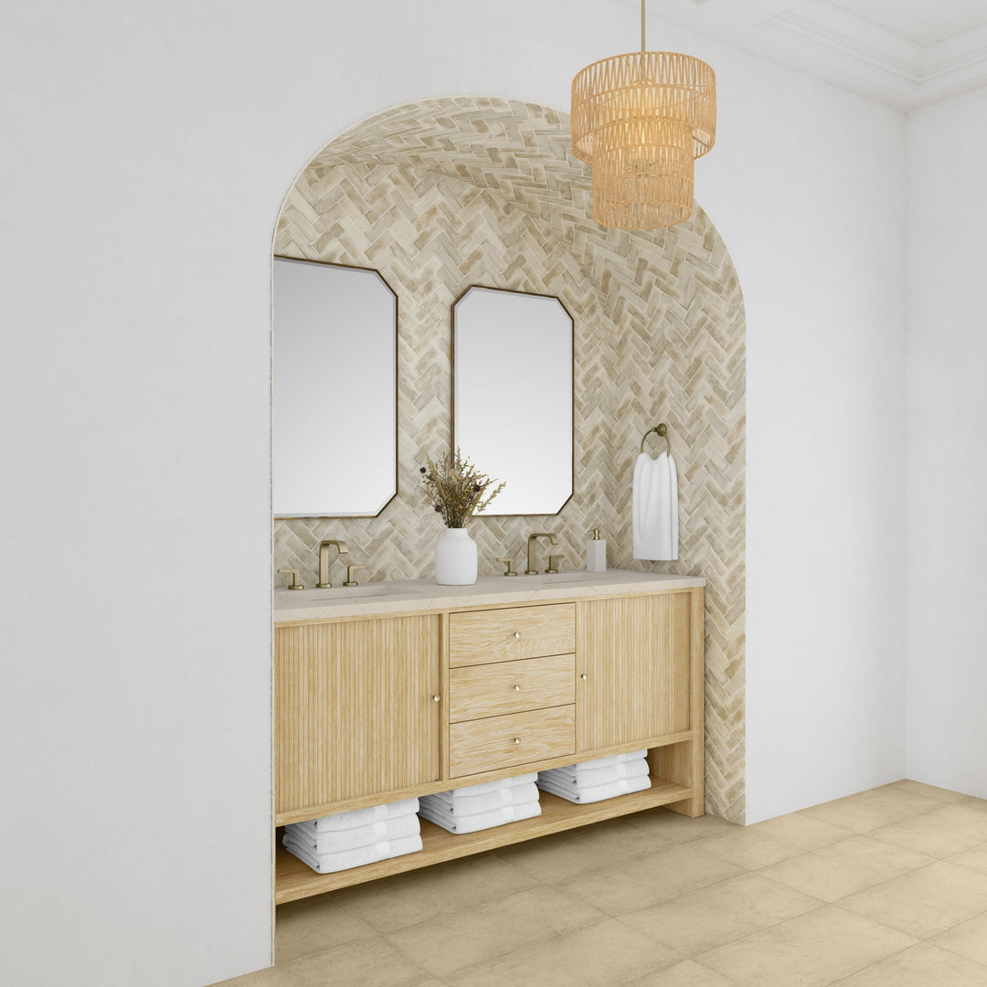 Marigot 72" Double Vanity, Sunwashed Oak w/ 3 CM Eternal Marfil Silestone Top