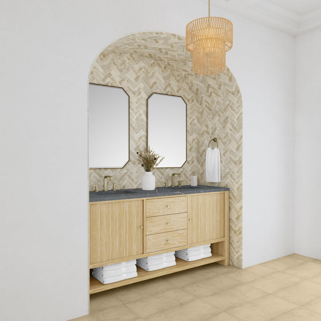 Marigot 72" Double Vanity, Sunwashed Oak w/ 3 CM Parisien Bleu Silestone Top