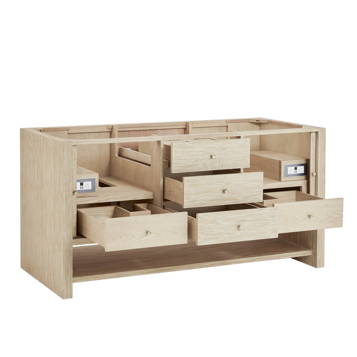 Marigot 72" Double Vanity, Sunwashed Oak w/ 3 CM Victorian Silver Silestone Top