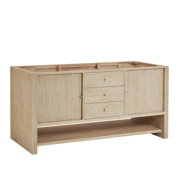Marigot 72" Double Vanity, Sunwashed Oak w/ Hole 3 CM White Zeus Silestone Top & Backsplash