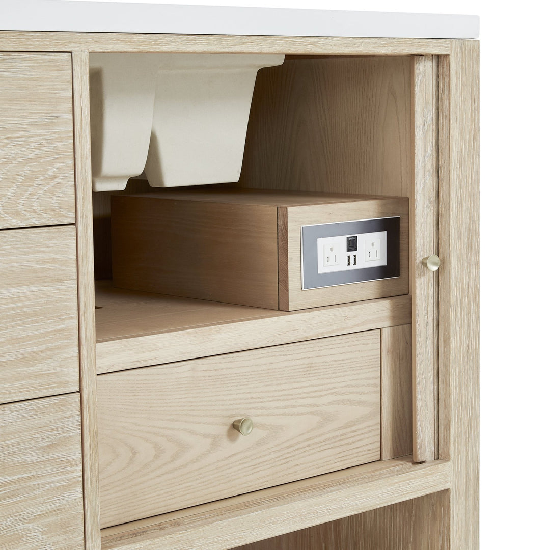 Marigot 72" Double Vanity, Sunwashed Oak w/ Hole 3 CM White Zeus Silestone Top & Backsplash