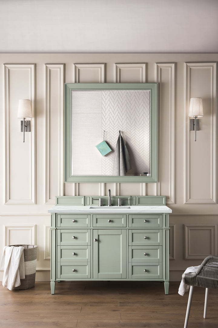 Brittany 48" Single Vanity, Sage Green w/ 3 CM Ethereal Noctis Silestone Top w/FreePower Wireless Charger