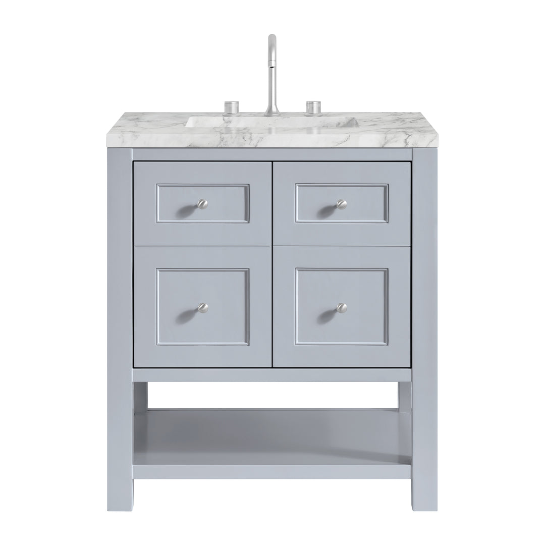 Breckenridge 30" Single Vanity, Serenity Blue, w/ 3 CM Carrara Marble Top