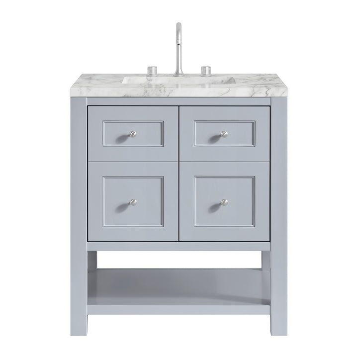 Breckenridge 30" Single Vanity, Serenity Blue, w/ 3 CM Carrara Marble Top