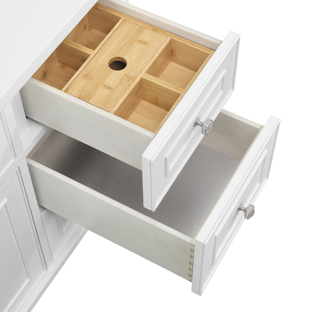 Lorelai 48" Single Vanity, Bright White w/ 3 CM Ethereal Noctis Silestone Top w/FreePower Wireless Charger