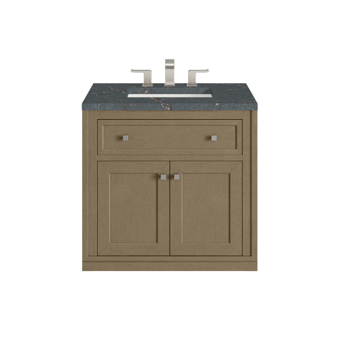 Chicago 30" Single Vanity, Walnut Whisper, w/ 3 CM Parisien Bleu Silestone® Top
