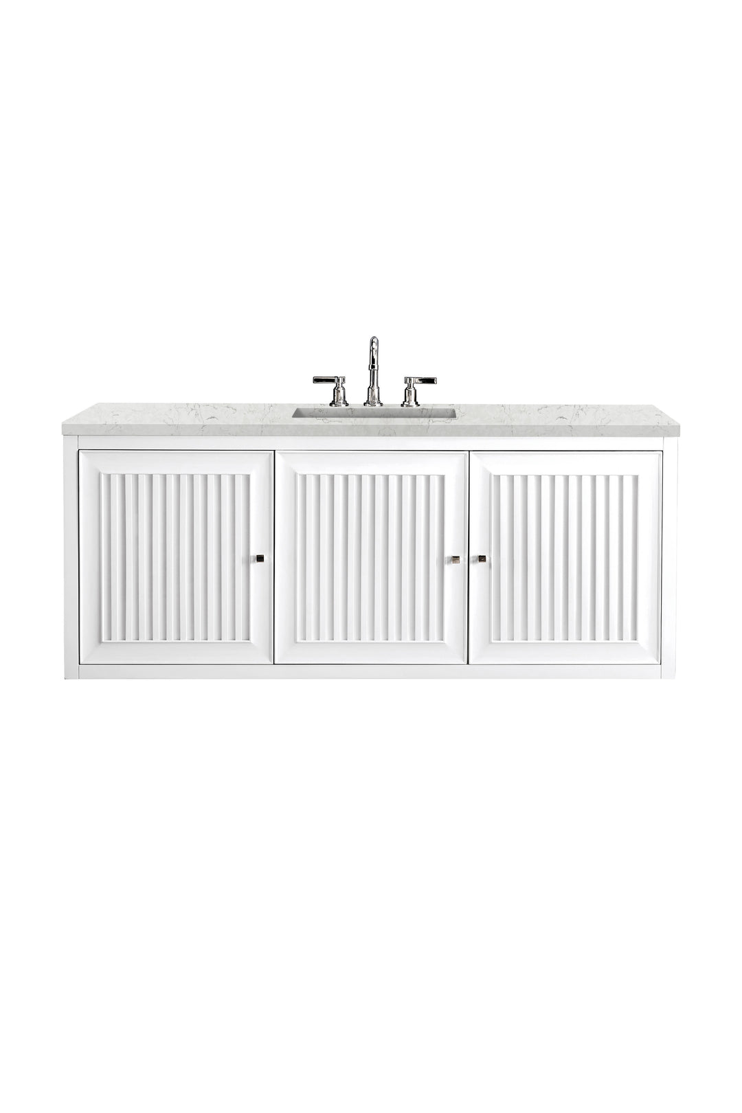 Athens 60" Single Vanity, Glossy White w/ 3 CM Eternal Jasmine Pearl Silestone Top