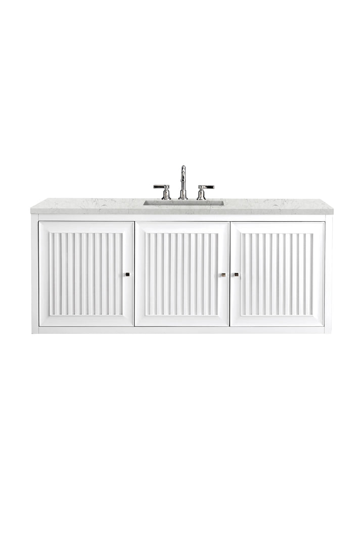 Athens 60" Single Vanity, Glossy White w/ 3 CM Eternal Jasmine Pearl Silestone Top