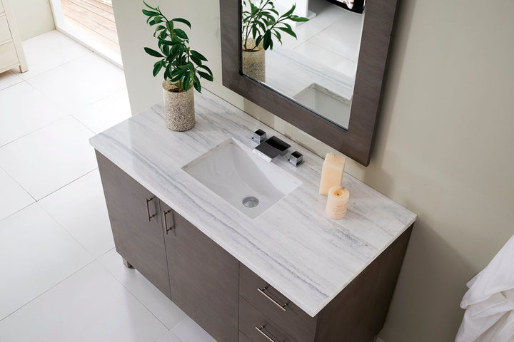 Metropolitan 48" Single Vanity, Silver Oak w/ 3 CM Arctic Fall Solid Surface Top