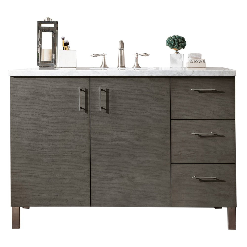 Metropolitan 48" Single Vanity, Silver Oak w/ 3 CM Arctic Fall Solid Surface Top