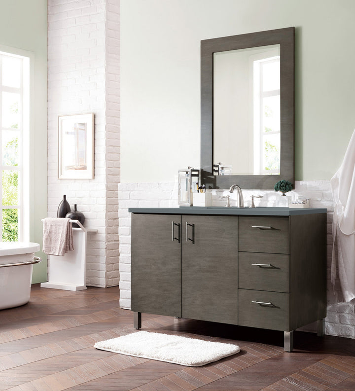 Metropolitan 48" Single Vanity, Silver Oak w/ 3 CM Cala Blue Silestone Top