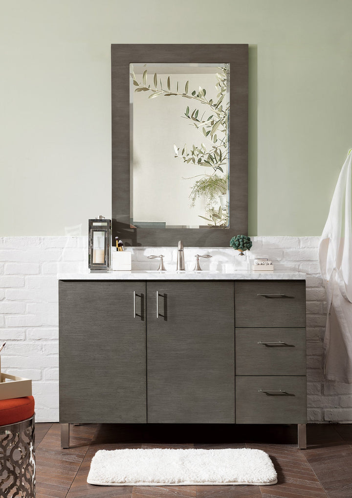 Metropolitan 48" Single Vanity, Silver Oak w/ 3 CM Carrara Marble Top