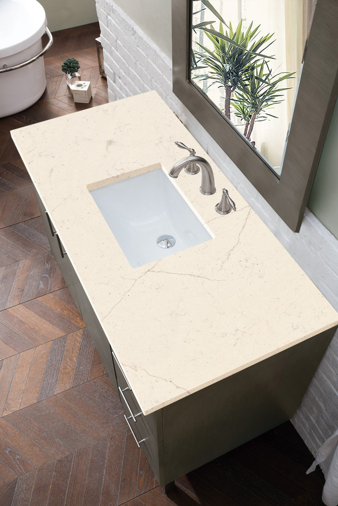 Metropolitan 48" Single Vanity, Silver Oak w/ 3 CM Eternal Marfil Silestone Top