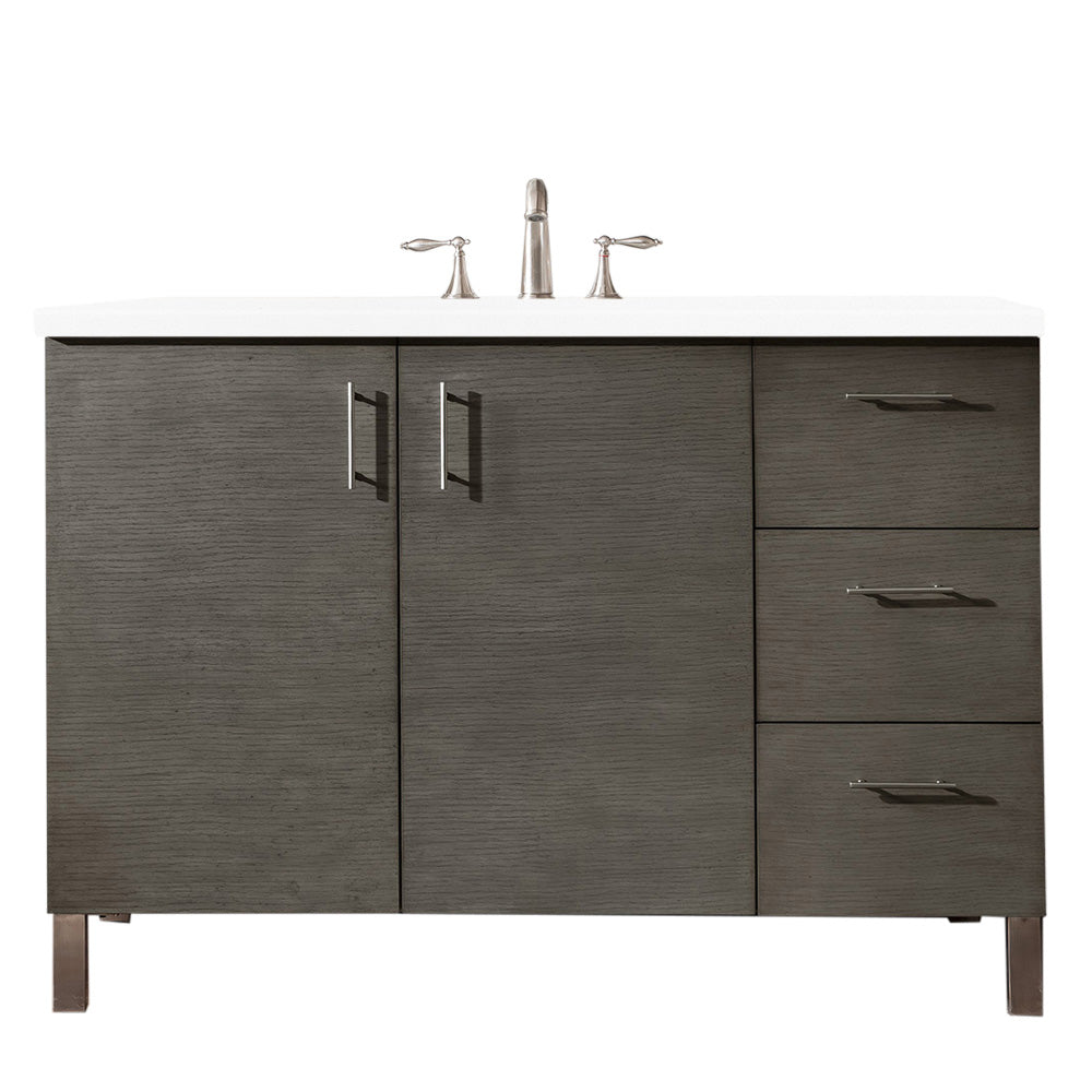 Metropolitan 48" Single Vanity, Silver Oak w/ 3 CM White Zeus Silestone Top