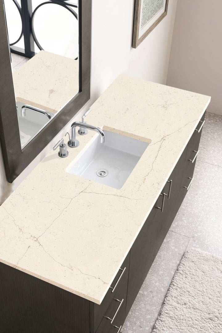 Metropolitan 60" Single Vanity, Silver Oak w/ 3 CM Eternal Marfil Silestone Top