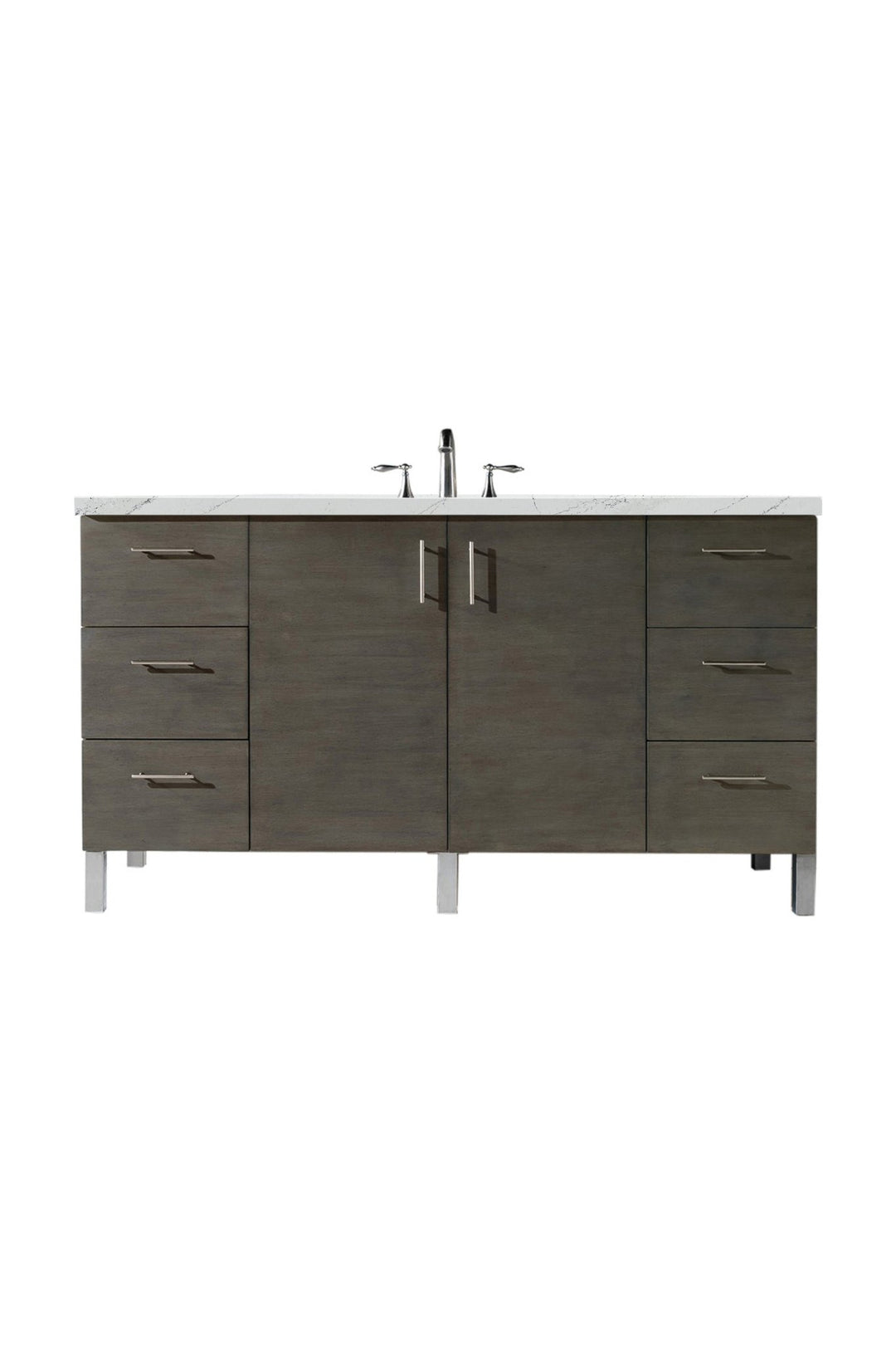 Metropolitan 60" Single Vanity, Silver Oak w/ 3 CM Ethereal Noctis Silestone Top