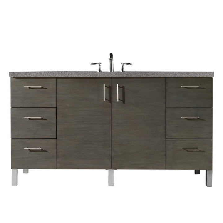 Metropolitan 60" Single Vanity, Silver Oak w/ 3 CM Grey Expo Silestone Top