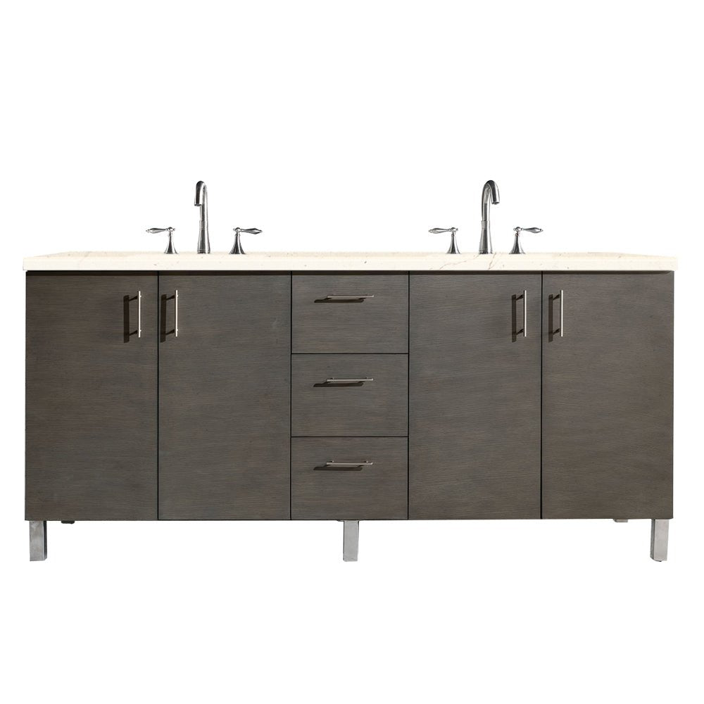 Metropolitan 72" Double Vanity, Silver Oak w/ 3 CM Eternal Marfil Silestone Top