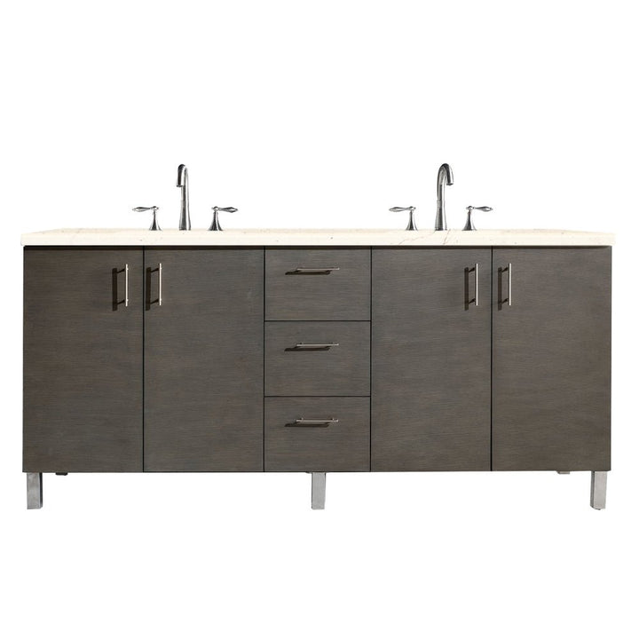 Metropolitan 72" Double Vanity, Silver Oak w/ 3 CM Eternal Marfil Silestone Top