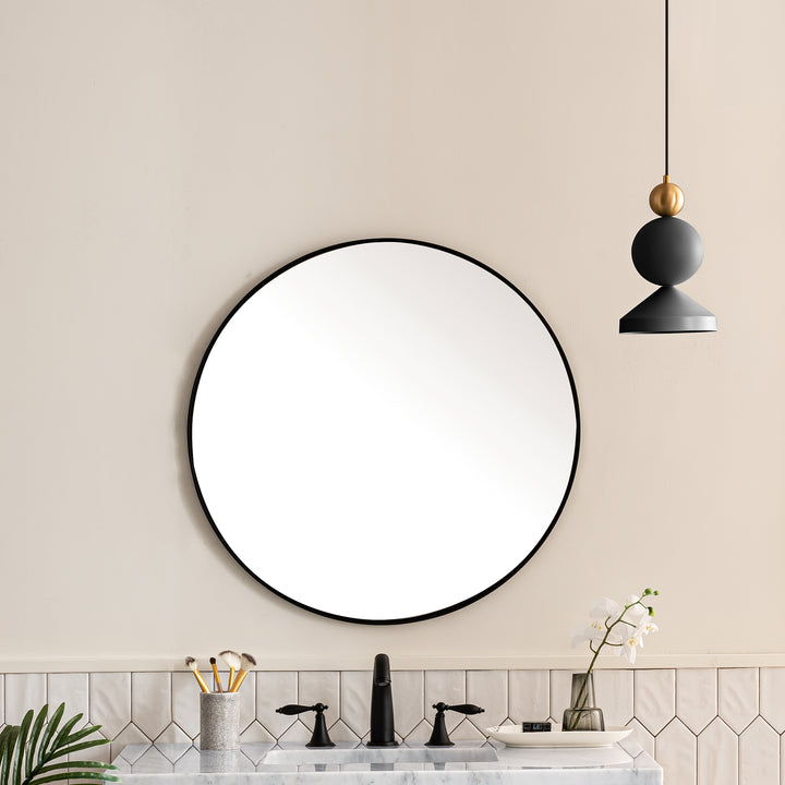 Rohe 30" Round Mirror, Matte Black