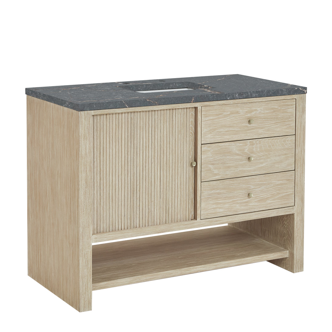 Marigot 48" Single Vanity, Sunwashed Oak w/ 3 CM Parisien Bleu Silestone Top