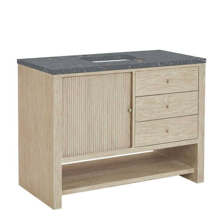 Marigot 48" Single Vanity, Sunwashed Oak w/ 3 CM Parisien Bleu Silestone Top