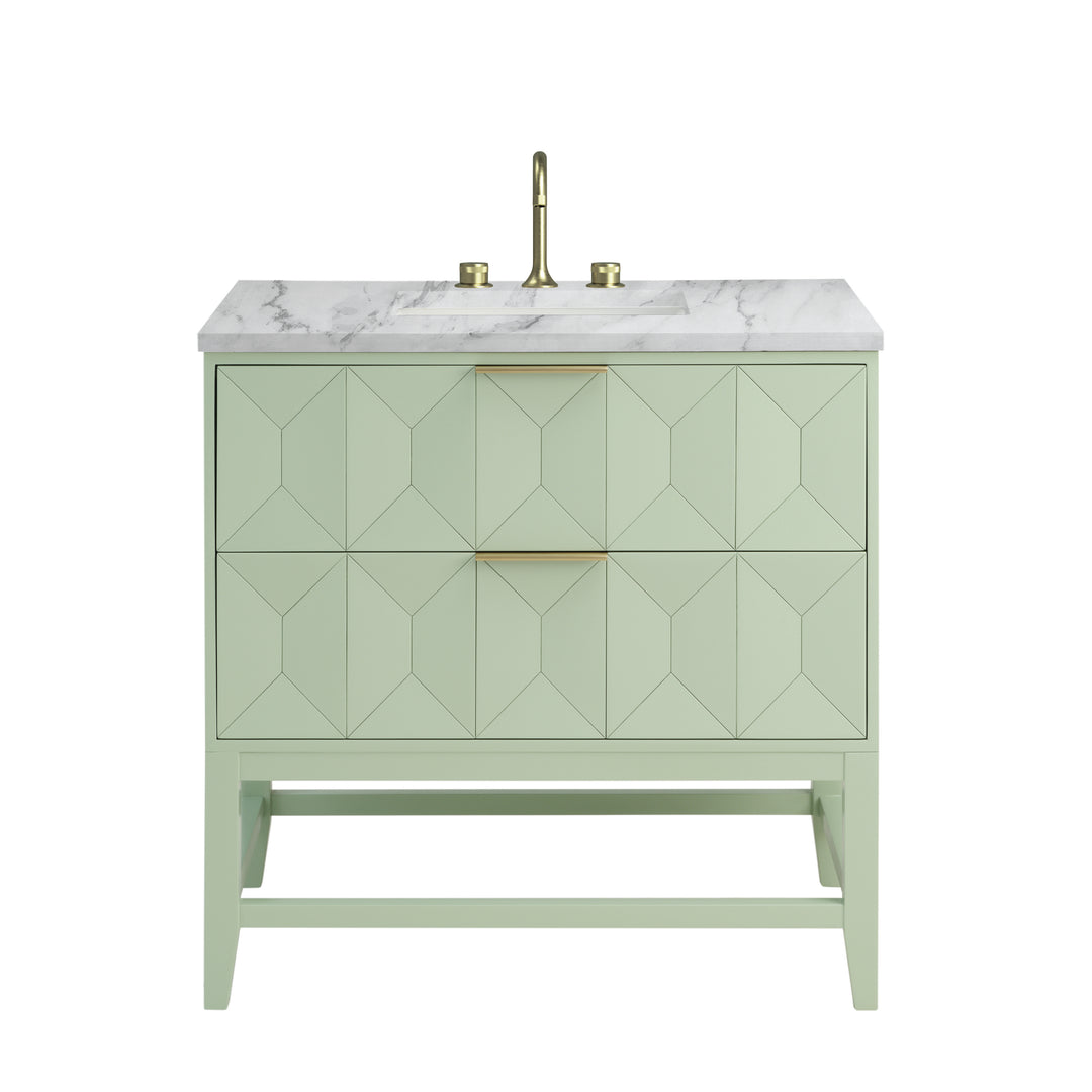 Emmeline 36" Single Vanity, Pistachio w/ 3 CM Carrara Marble Top