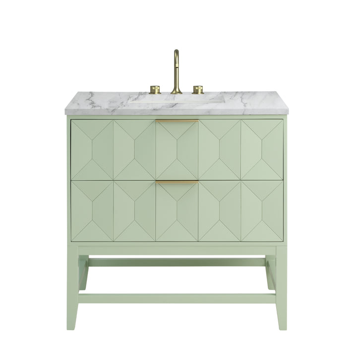 Emmeline 36" Single Vanity, Pistachio w/ 3 CM Carrara Marble Top