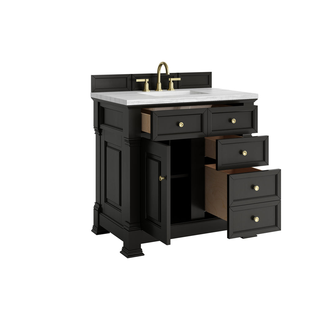 Brookfield 36" Single Vanity, Black Onyx w/ 3 CM Arctic Fall Solid Surface Top