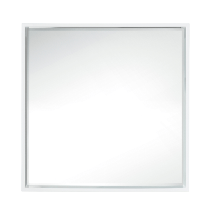 Milan 35.4" Square Cube Mirror, Glossy White