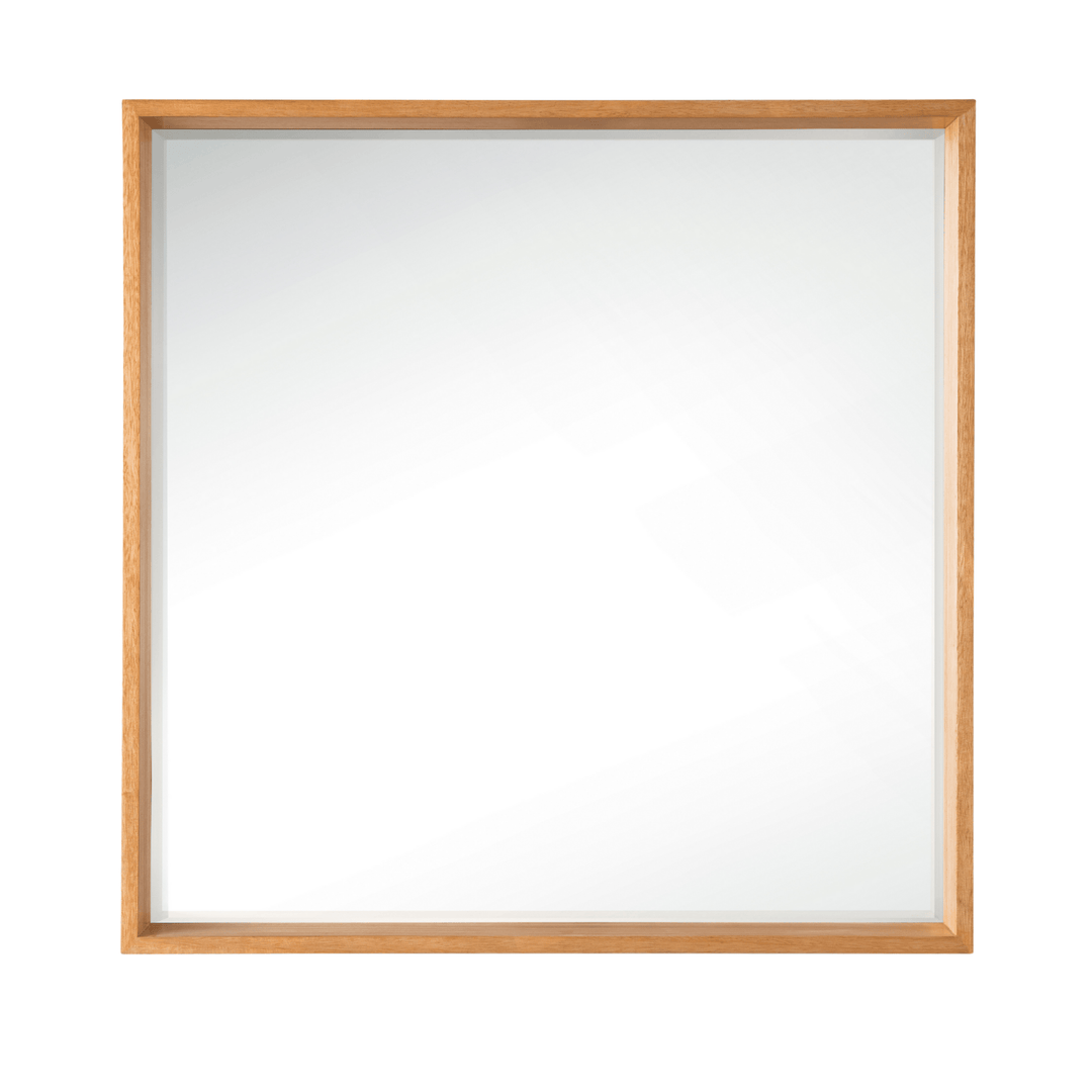 Milan 35.4" Square Cube Mirror, Natural Ash
