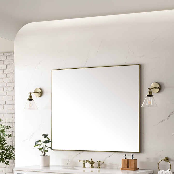 Rohe 48" Rectangular Mirror, Champagne Brass
